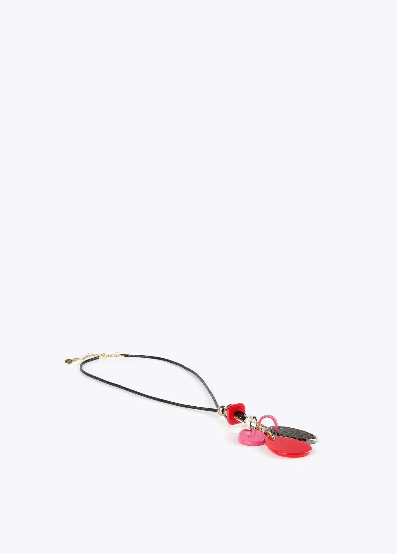 12411023-Long charms necklace-Red