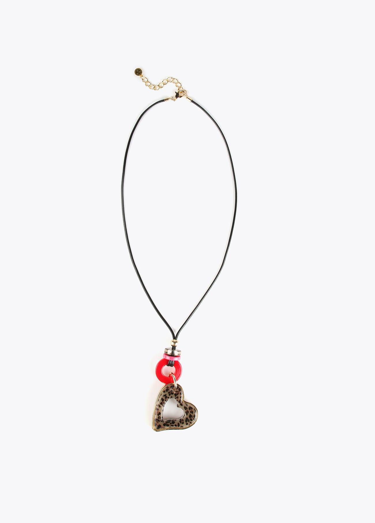 12411024-Long heart necklace-Red