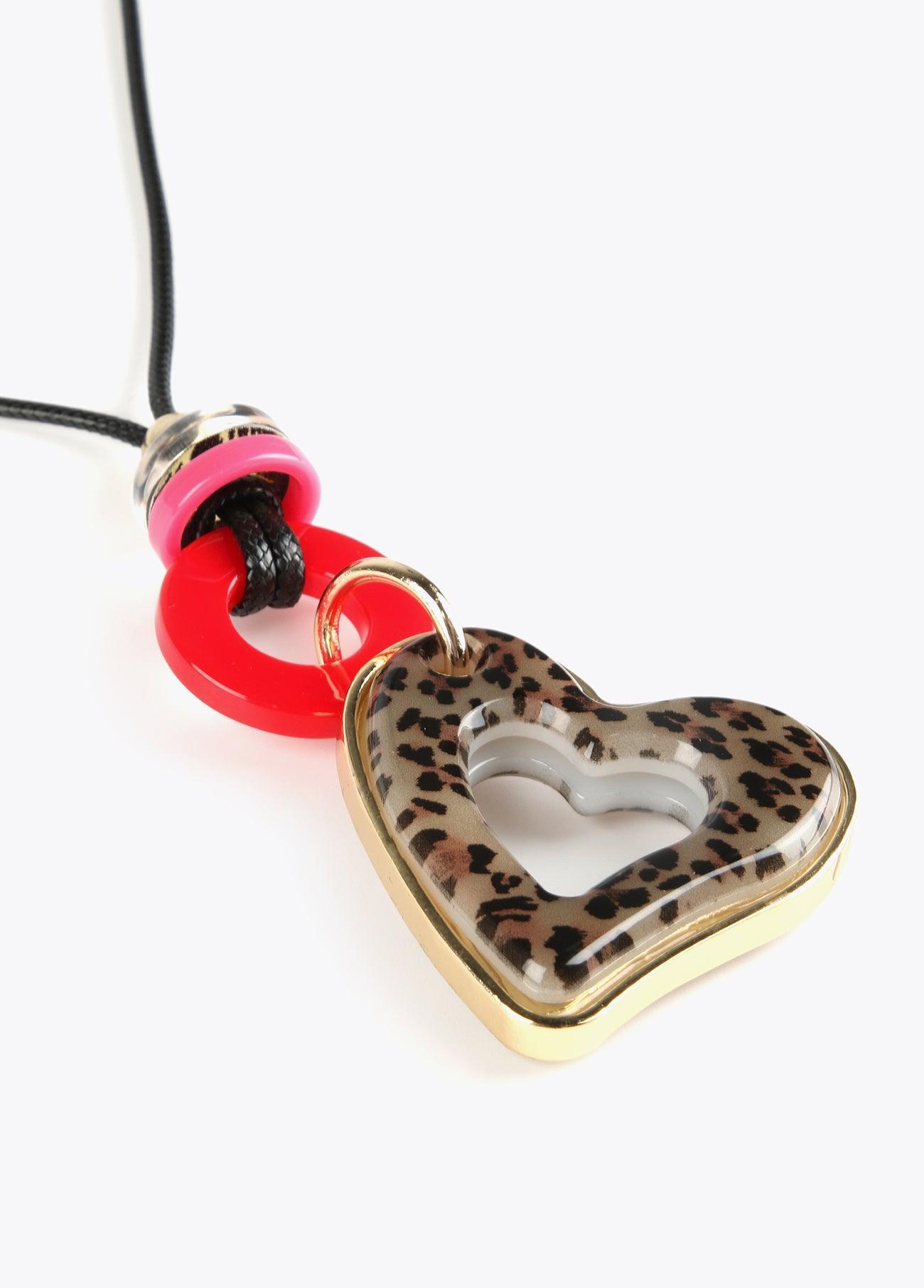 12411024-Long heart necklace-Red