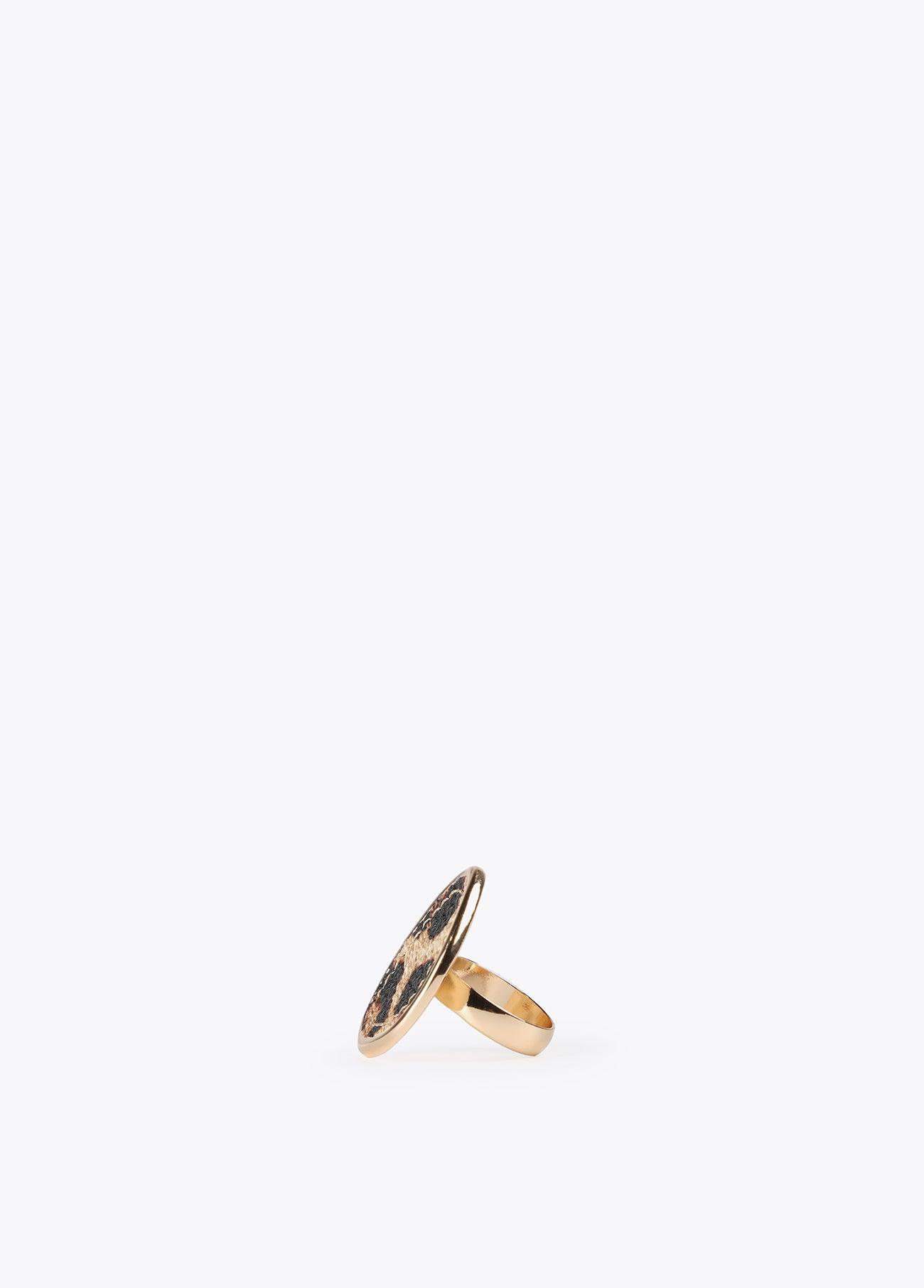 12412003-Gold ring with faux leather-Printed