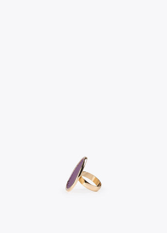 12412003-Gold ring with faux leather-Lilac