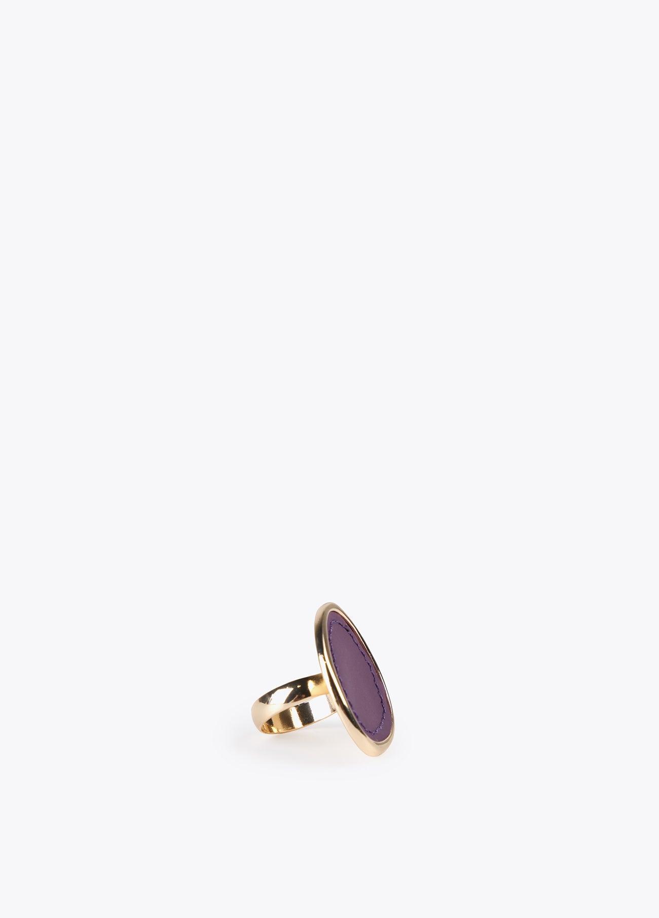 12412003-Gold ring with faux leather-Lilac