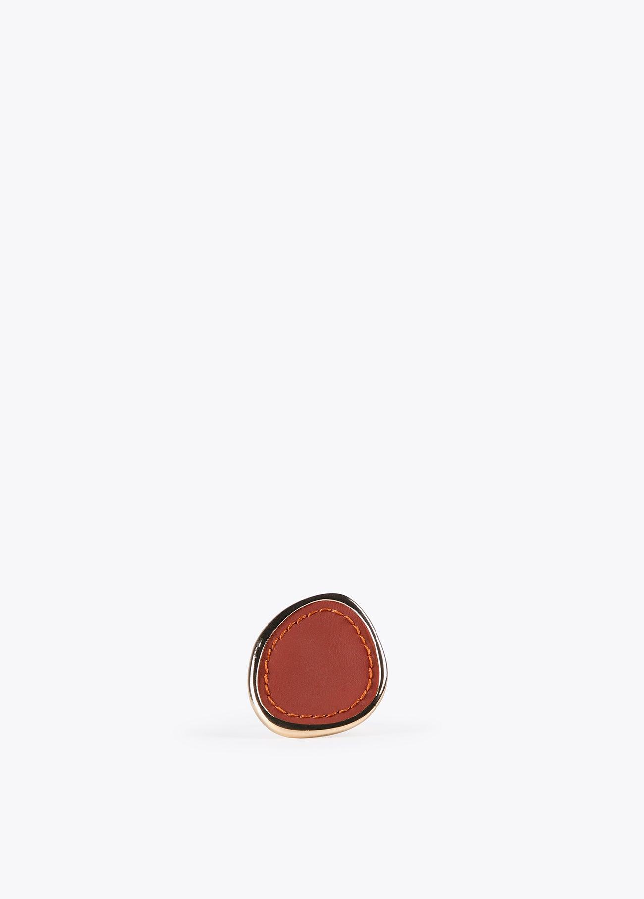 12412003-Gold ring with faux leather-Brown