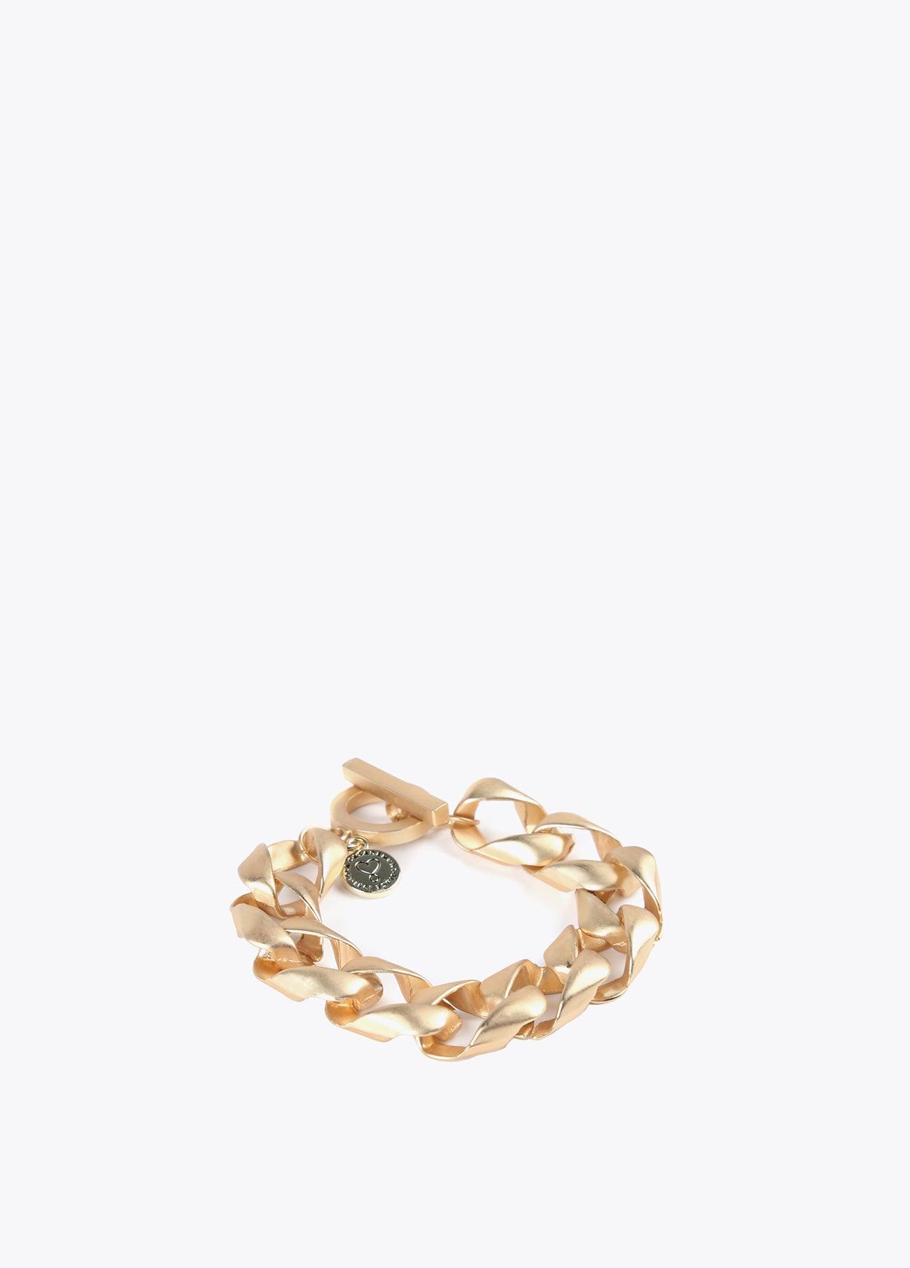 12413006-Matte gold bracelet-Golden