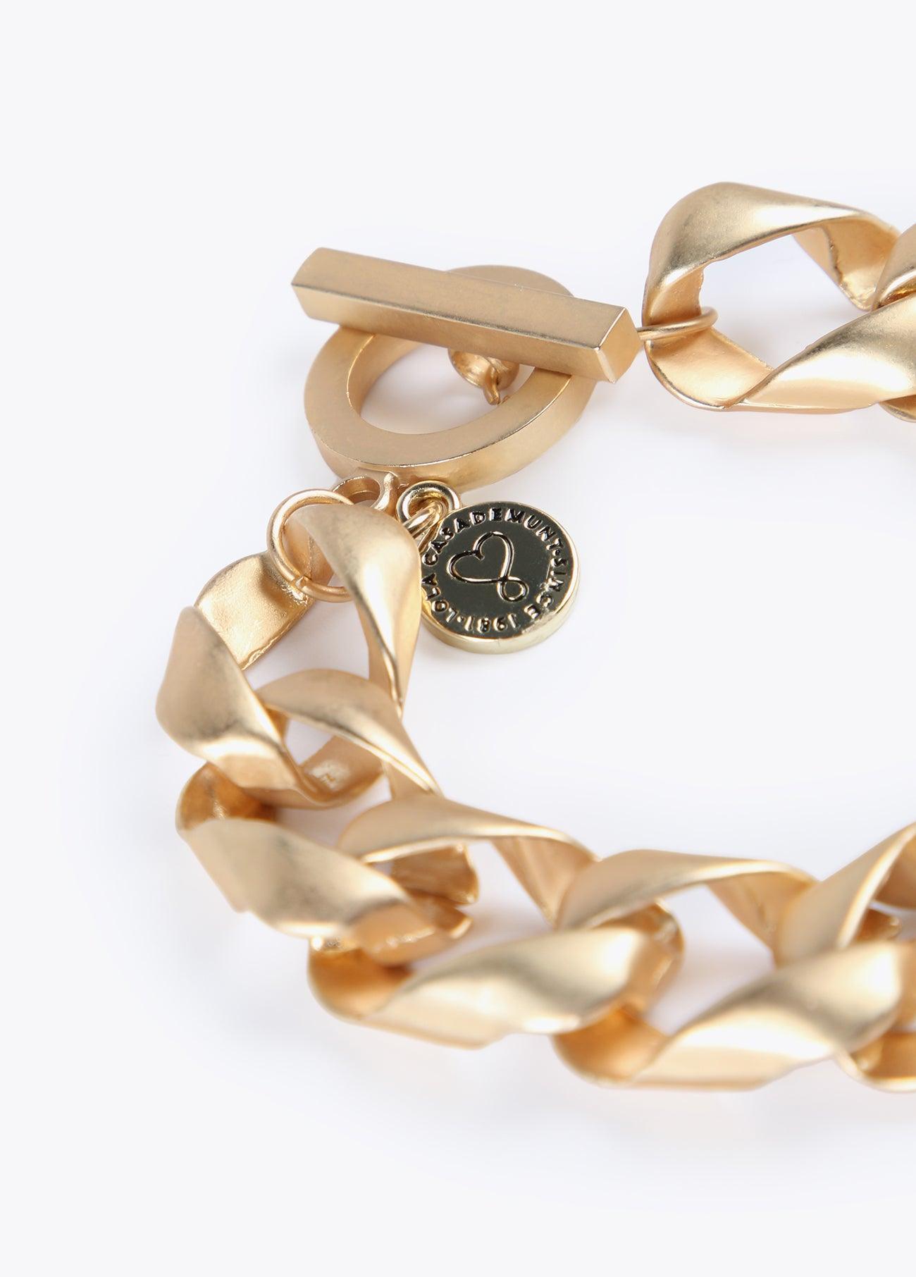 12413006-Matte gold bracelet-Golden