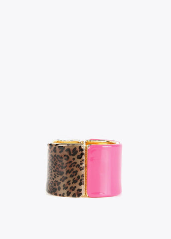 12413011-Contrast animal print bracelet-Fuchsia