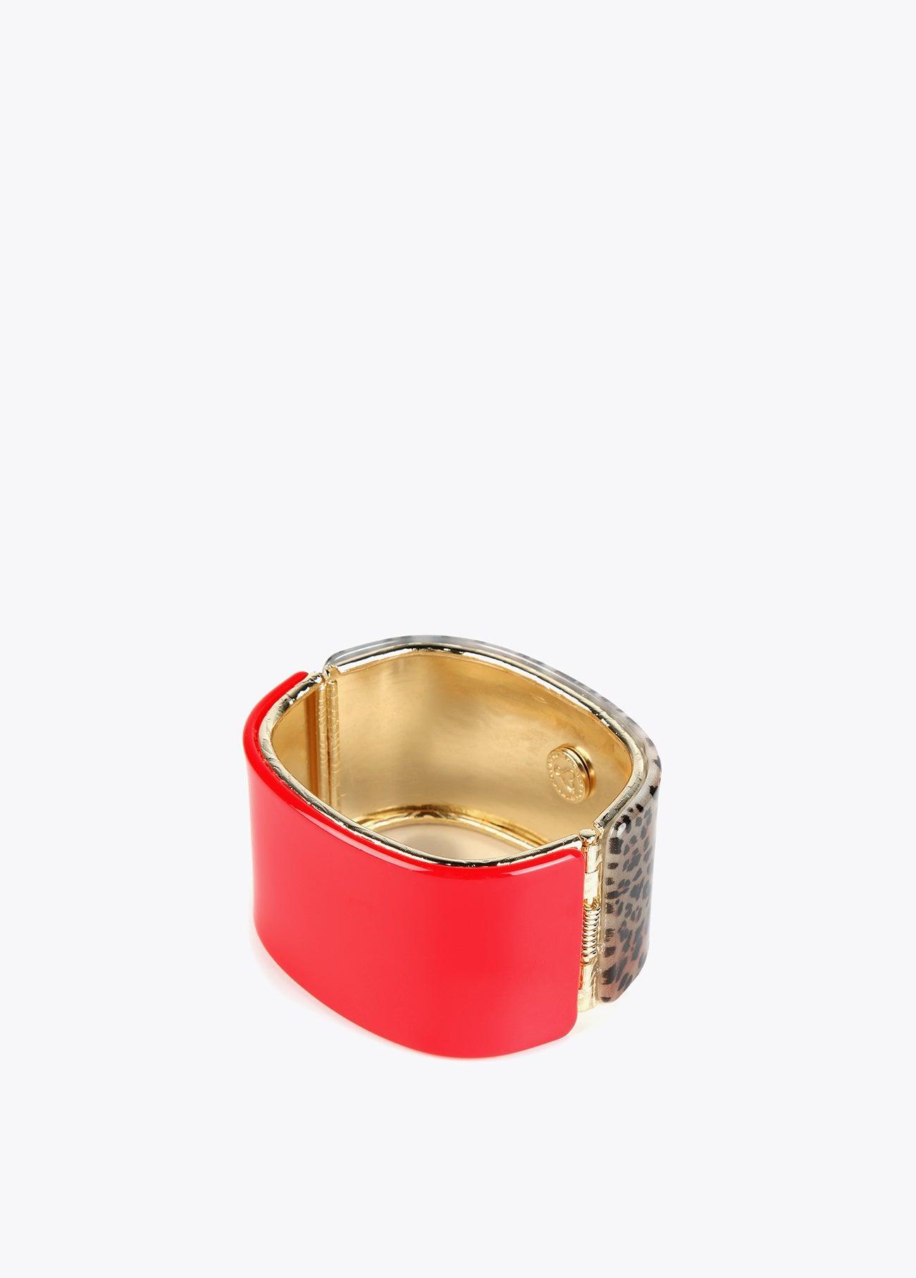 12413011-Contrast animal print bracelet-Red