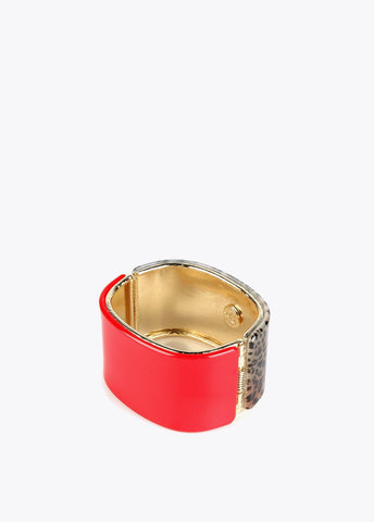 12413011-Contrast animal print bracelet-Red