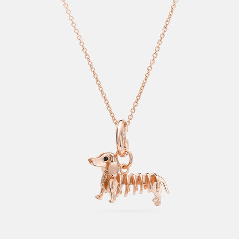 COACH-Dog Charm Necklace-25279-ROSEGOLD