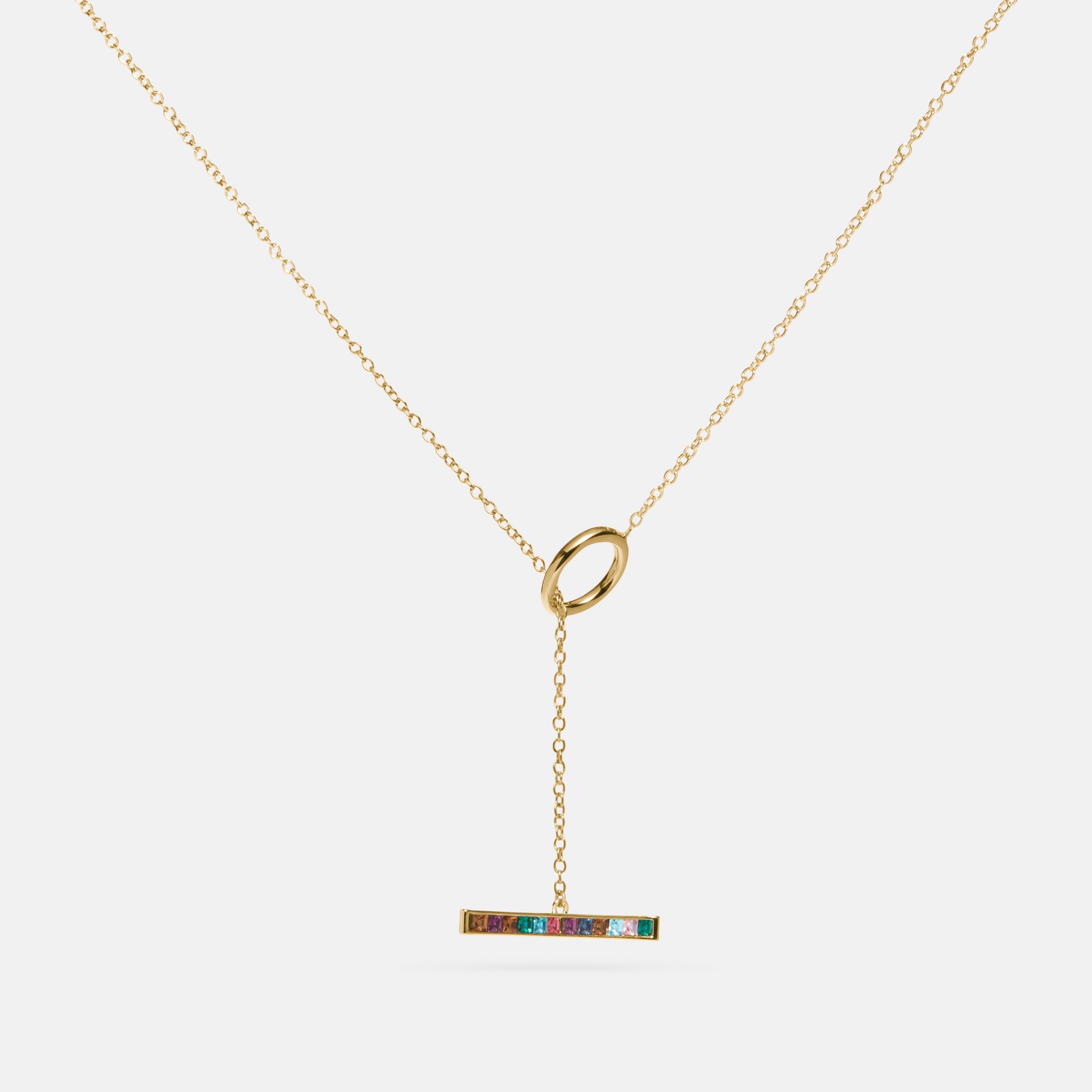 COACH-Legacy Rainbow Horizontal Bar Drop Necklace-3189-GDRGQ