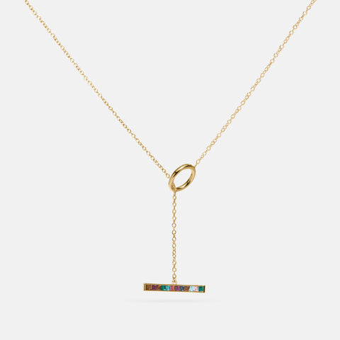 COACH-Legacy Rainbow Horizontal Bar Drop Necklace-3189-GDRGQ