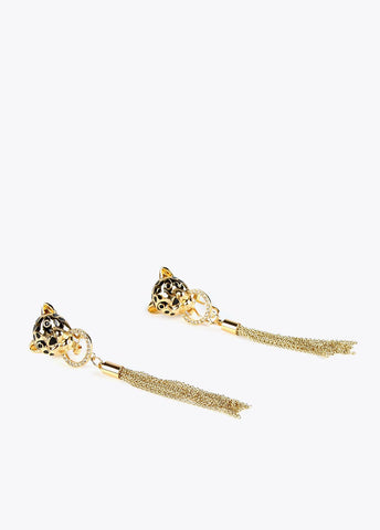 32410002-Long leopard earrings-Golden