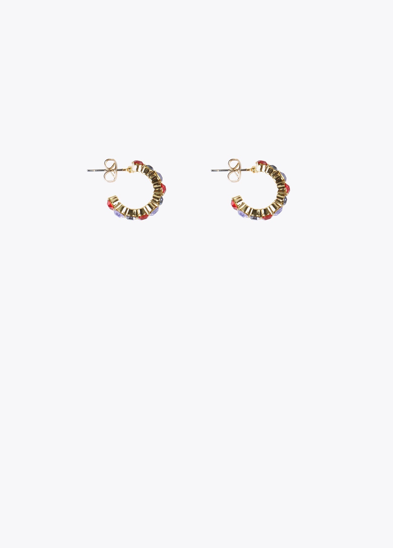 32410003-Hoop earrings with multicoloured crystals-Red