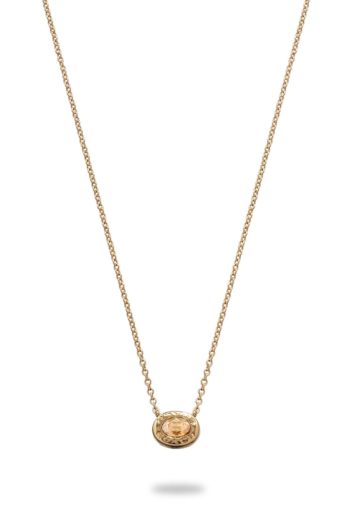 Signature Logo Stone Pendant Necklace-335734GLD-Golden Shadow