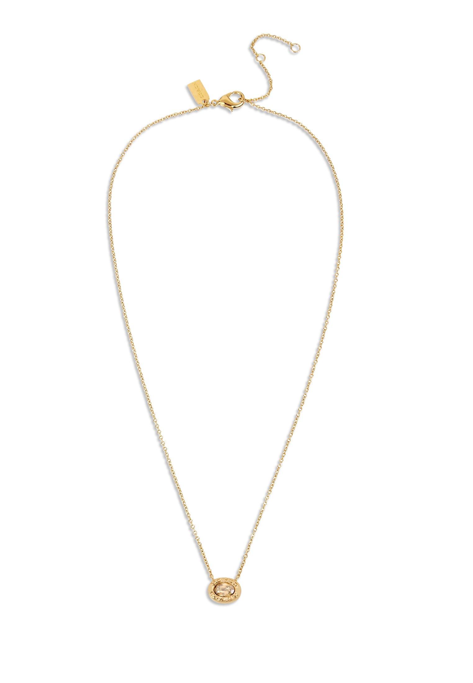 Signature Logo Stone Pendant Necklace-335734GLD-Golden Shadow