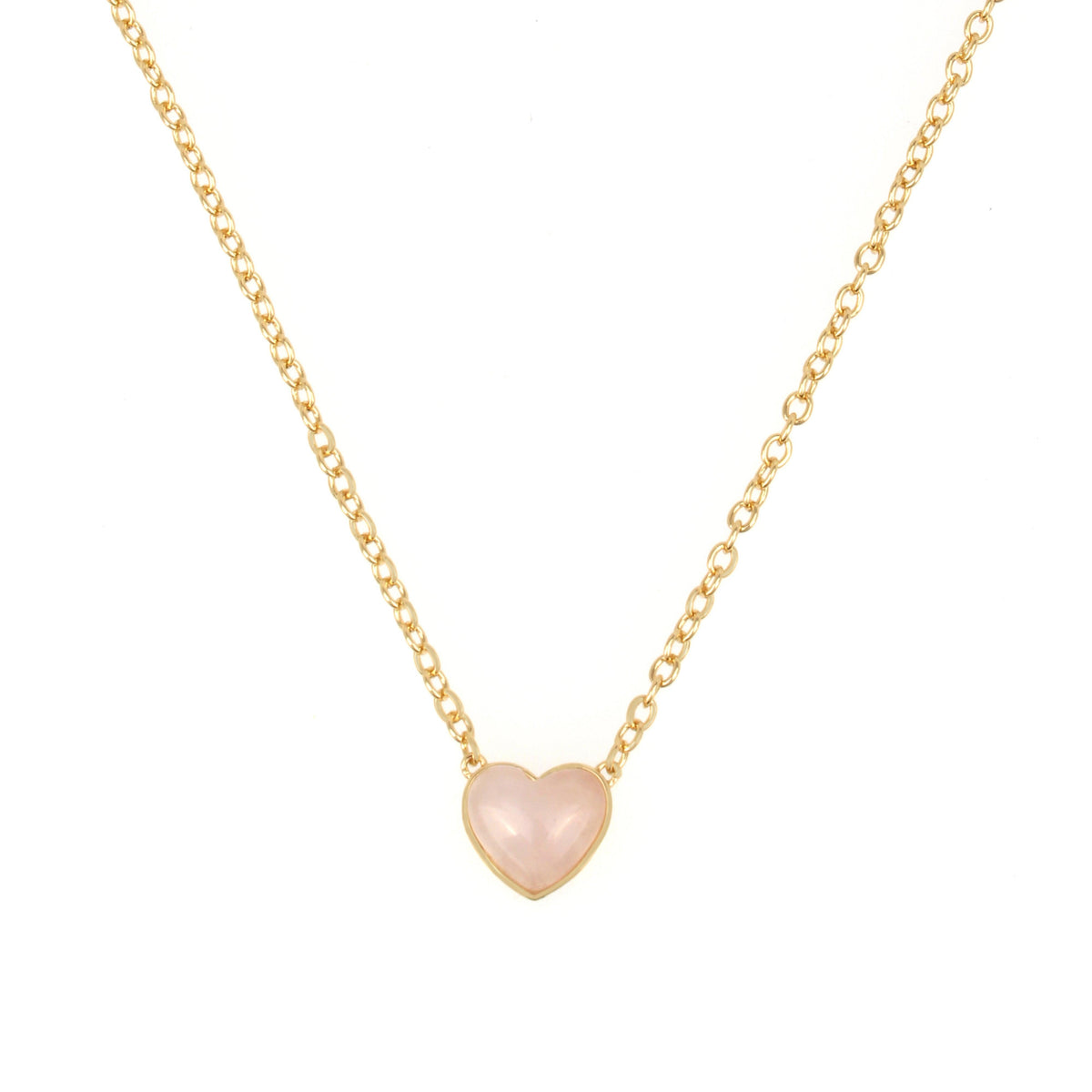 Carved Rose Quartz Heart Pendant Necklace-341889GLD-Rose Quartz