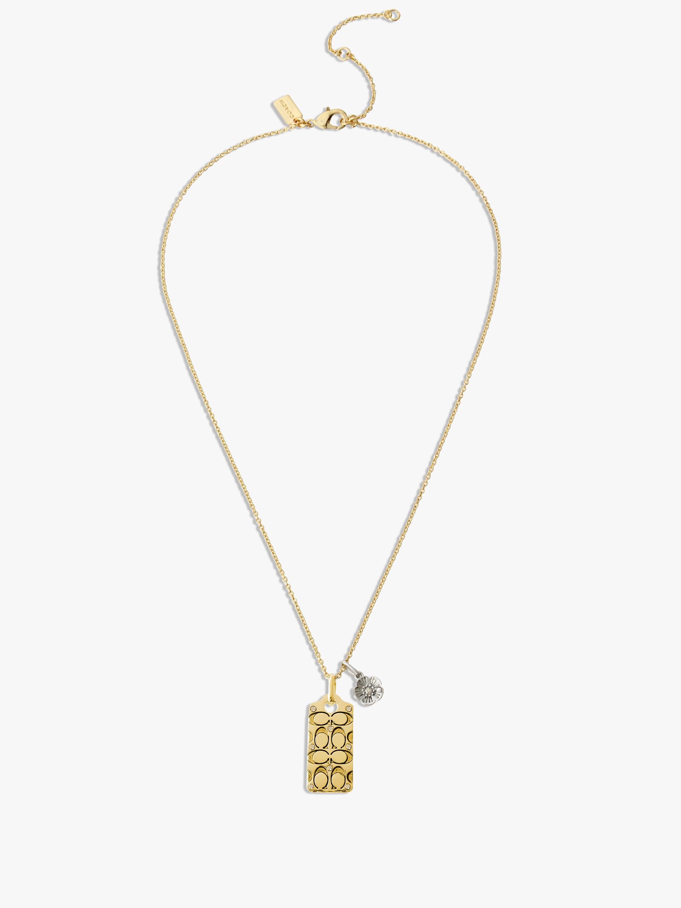 Quilted C Tag Pendant Necklace-341900GLD-Golden Shadow