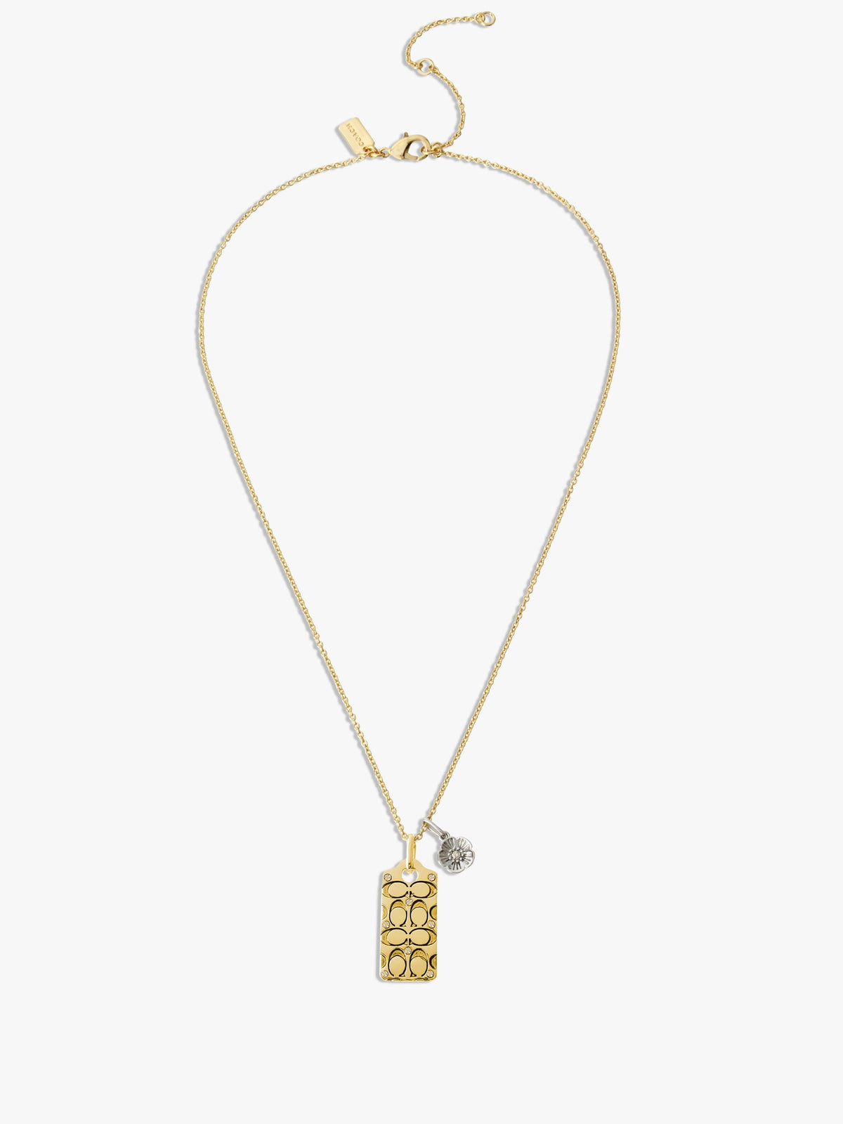 Quilted C Tag Pendant Necklace-341900GLD-Golden Shadow