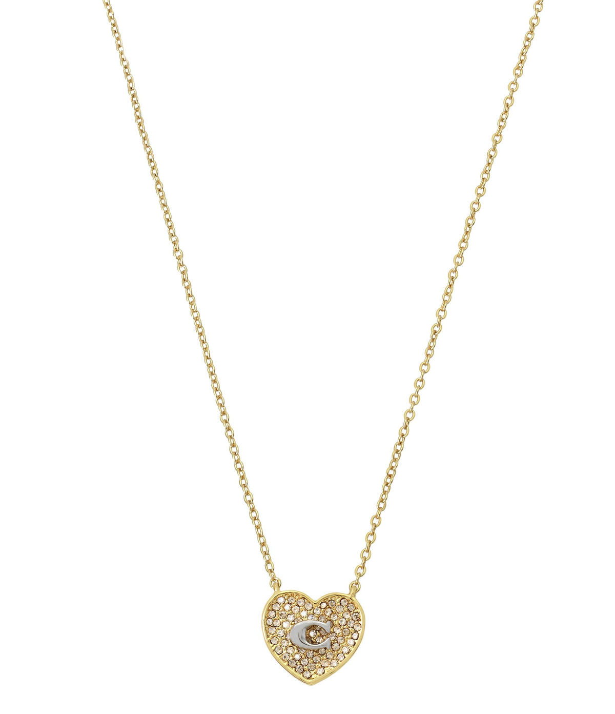 382694gld-c pave heart pendant necklace-golden shadow