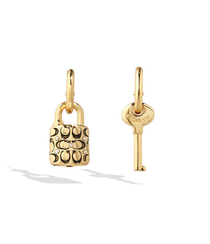 408087gld-quilted padlock huggie earrings-gold