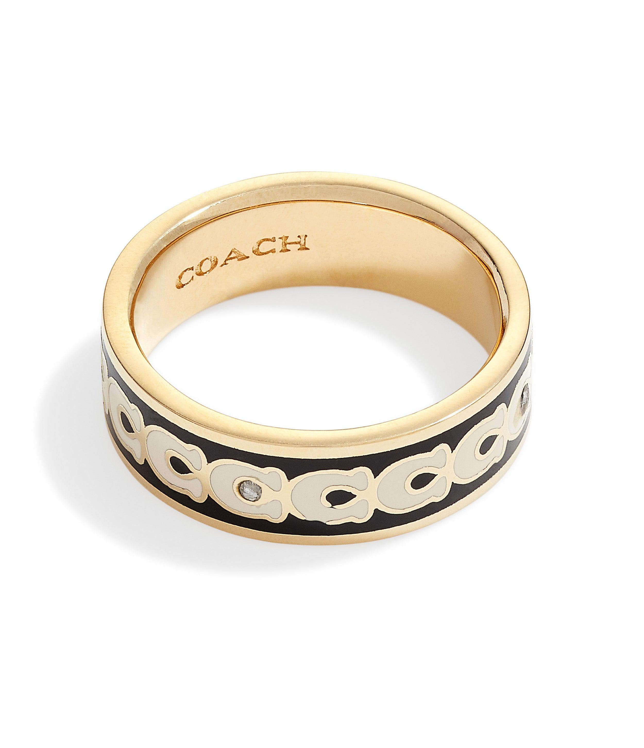 Signature Band Ring-408102GLD-Black/White/Gold