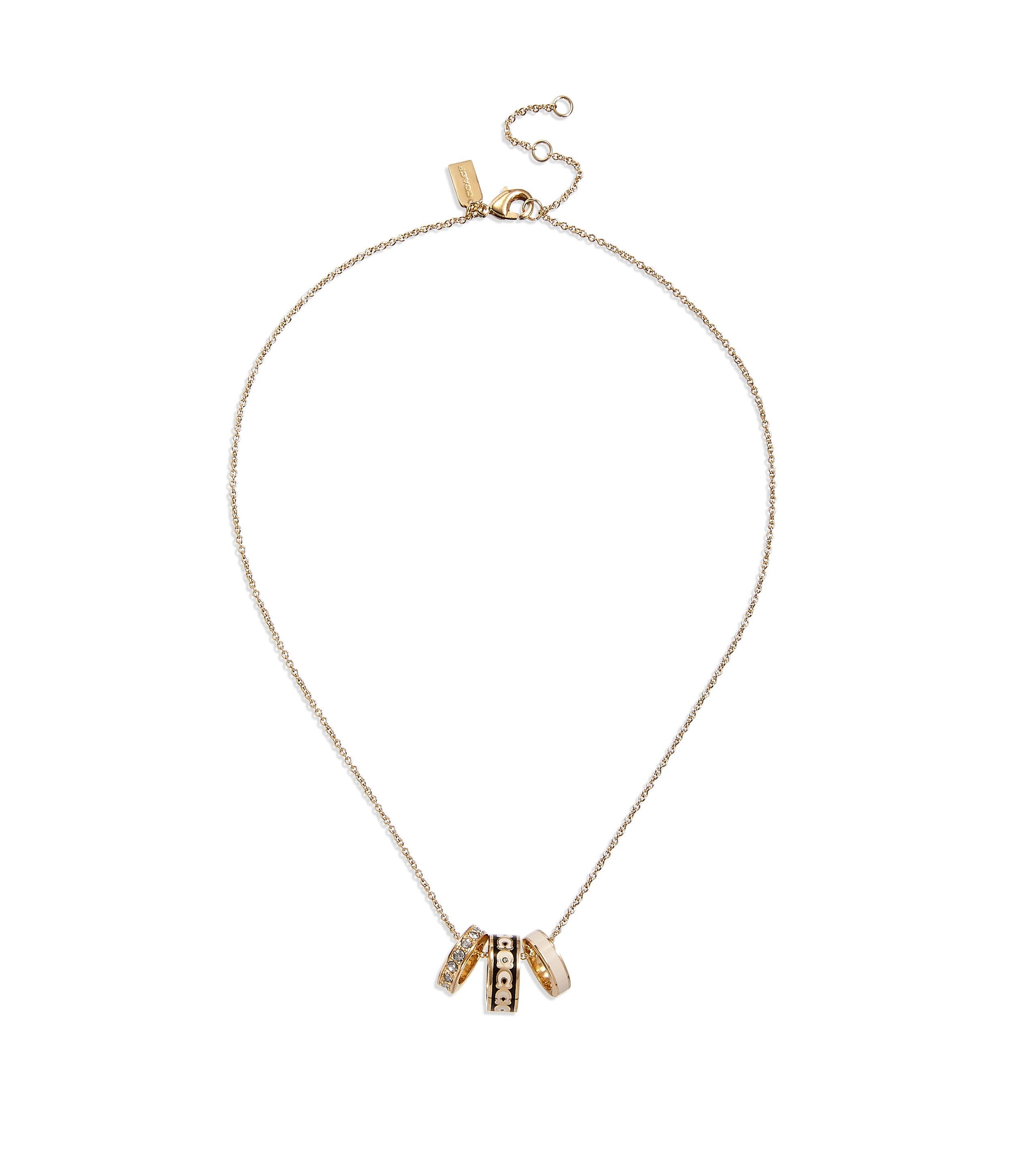 408103gld-signature rondelle pendant necklace-black/white