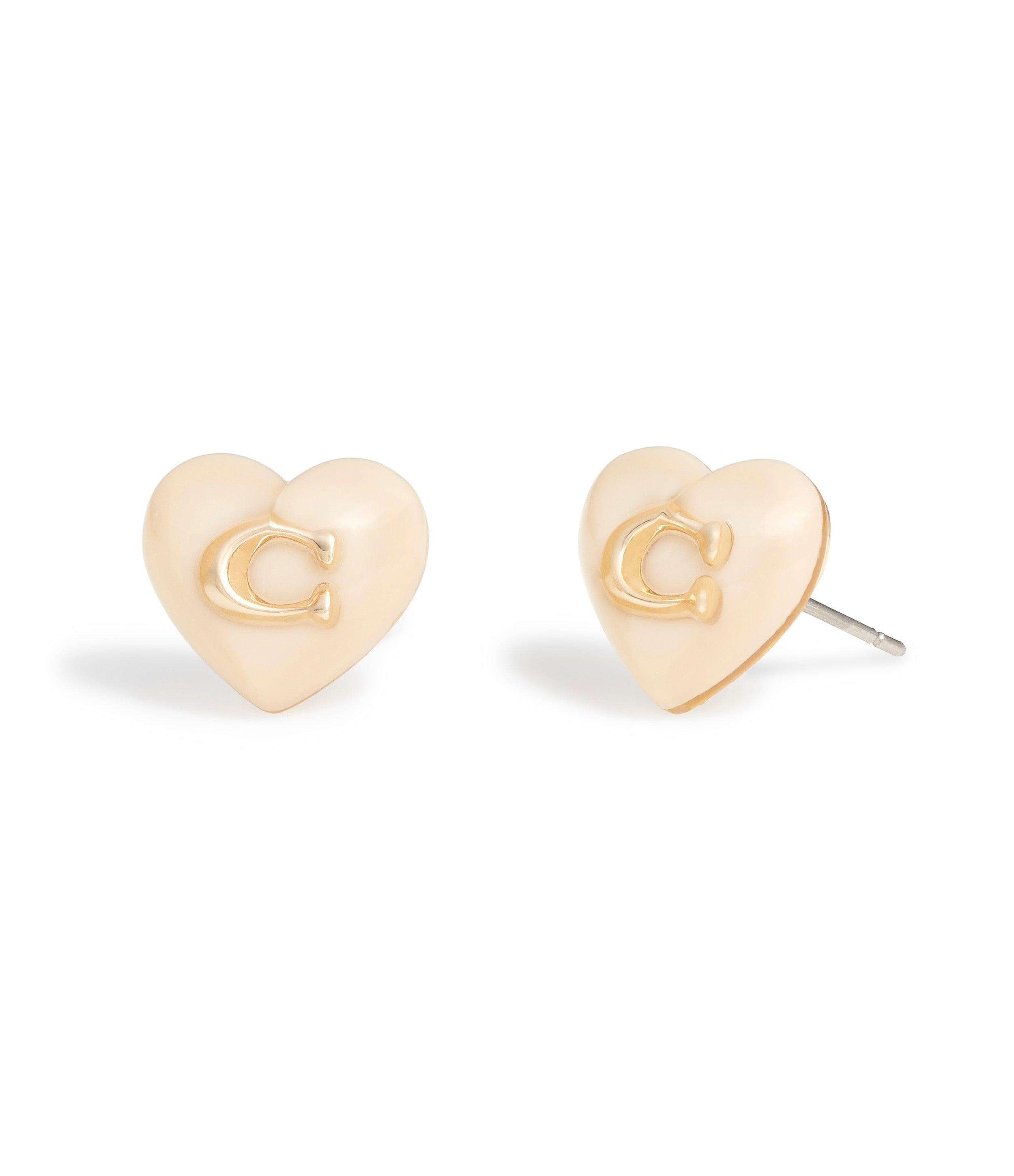 Signature Heart Stud Earrings-422706GLD-Blush/Gold