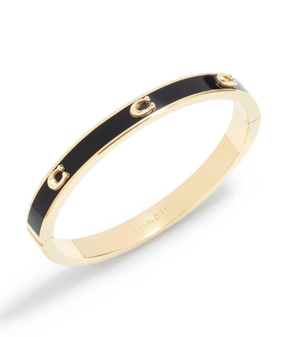 Signature Enamel Bangle Bracelet-422719GLD-Black/Gold