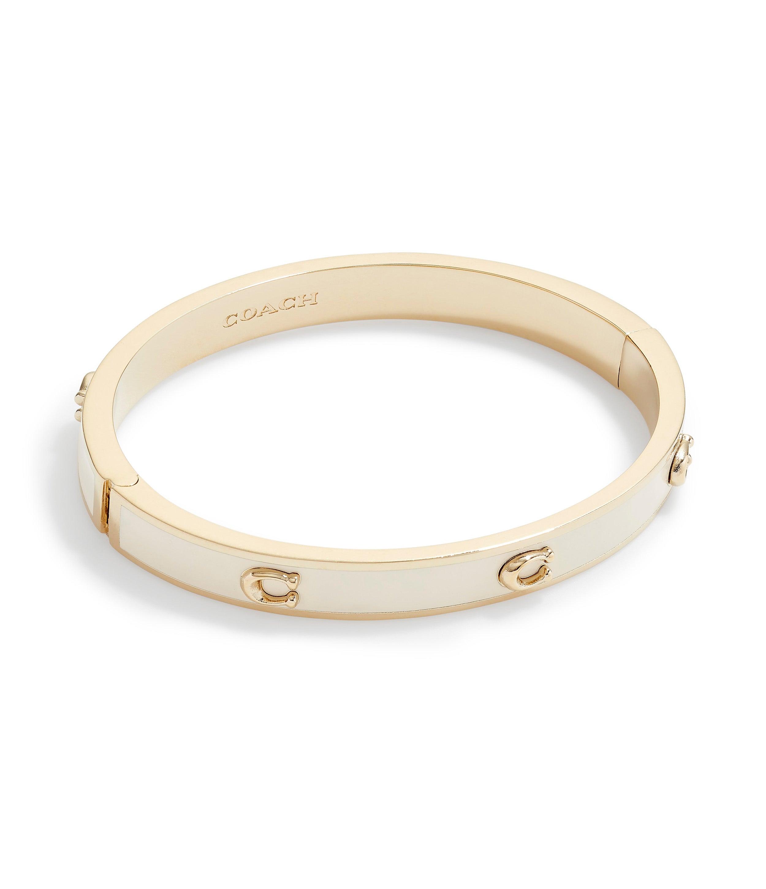 Signature Enamel Bangle Bracelet-422719GLD-White/Gold