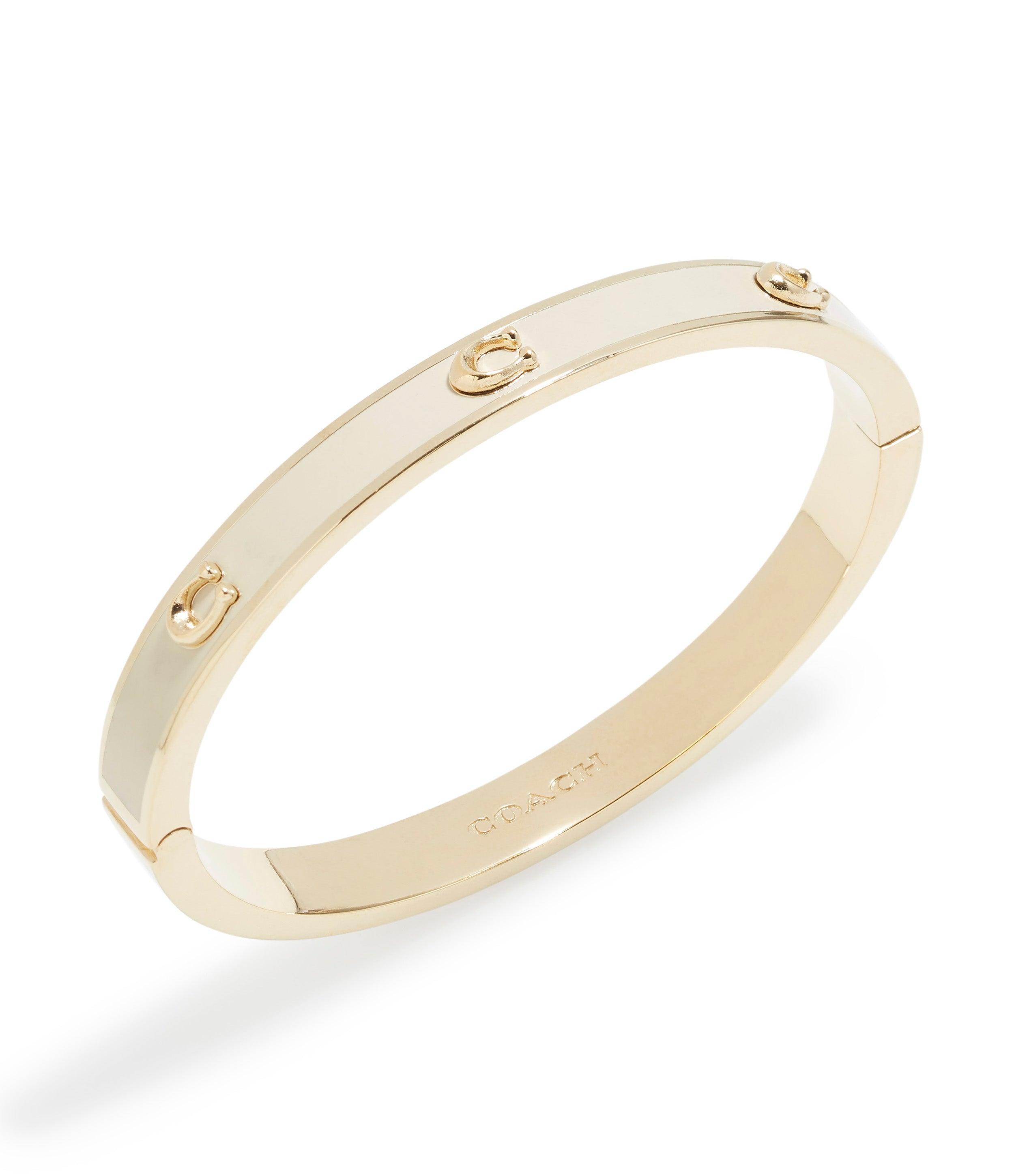 Signature Enamel Bangle Bracelet-422719GLD-White/Gold