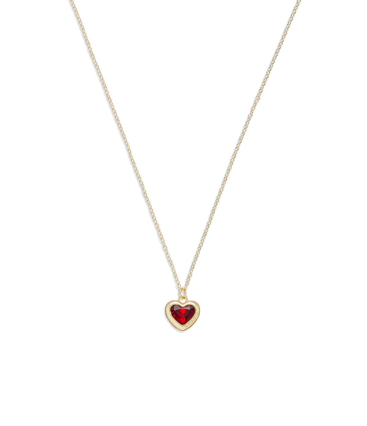 Heart Pendant Necklace-37422735Gld-Red Crystal/Gold