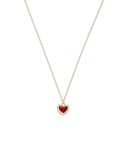 Heart Pendant Necklace-37422735Gld-Red Crystal/Gold