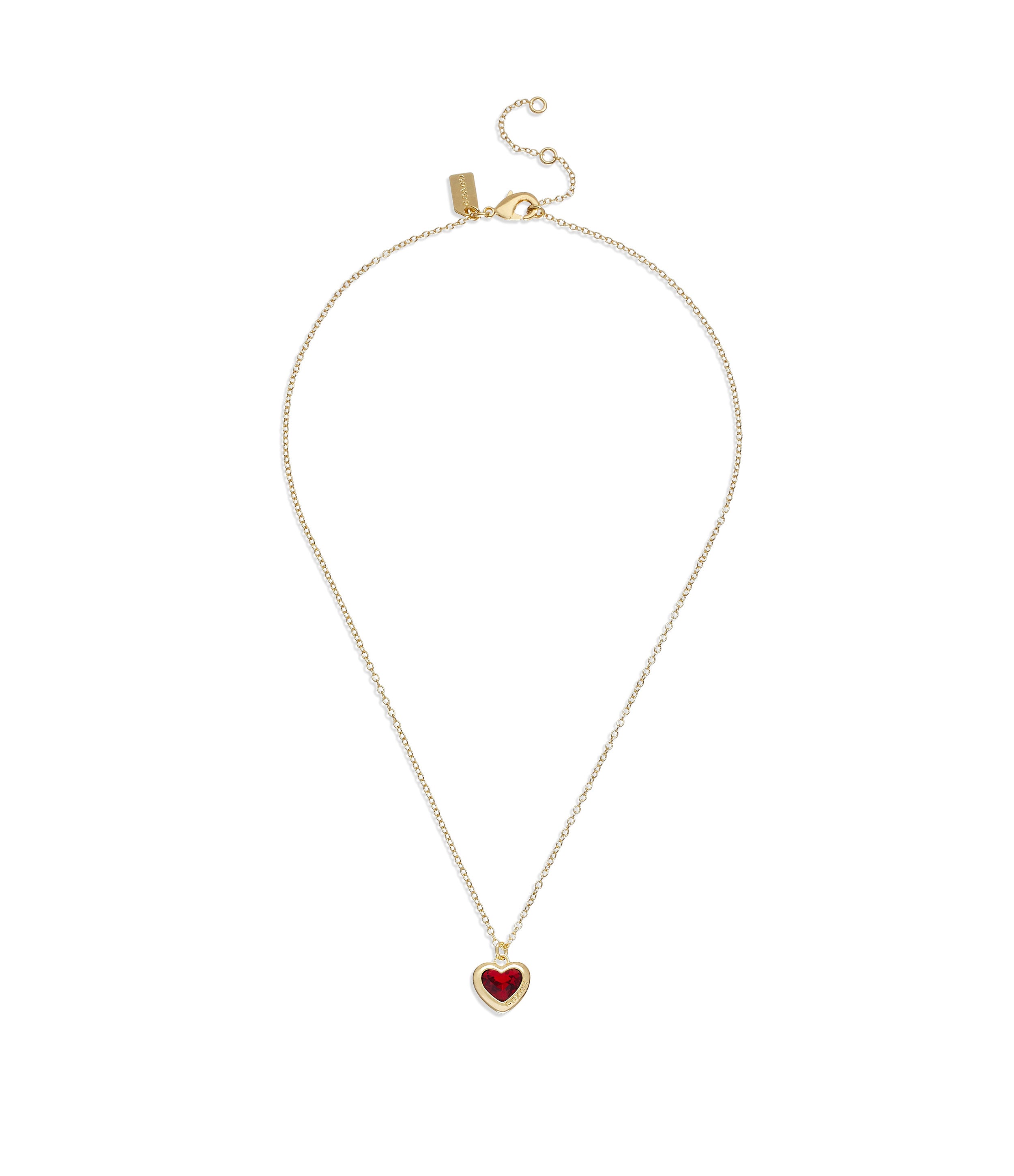 Heart Pendant Necklace-37422735Gld-Red Crystal/Gold