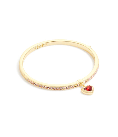 Heart Charm Bangle-37422737Gld-Red Crystal/Gold