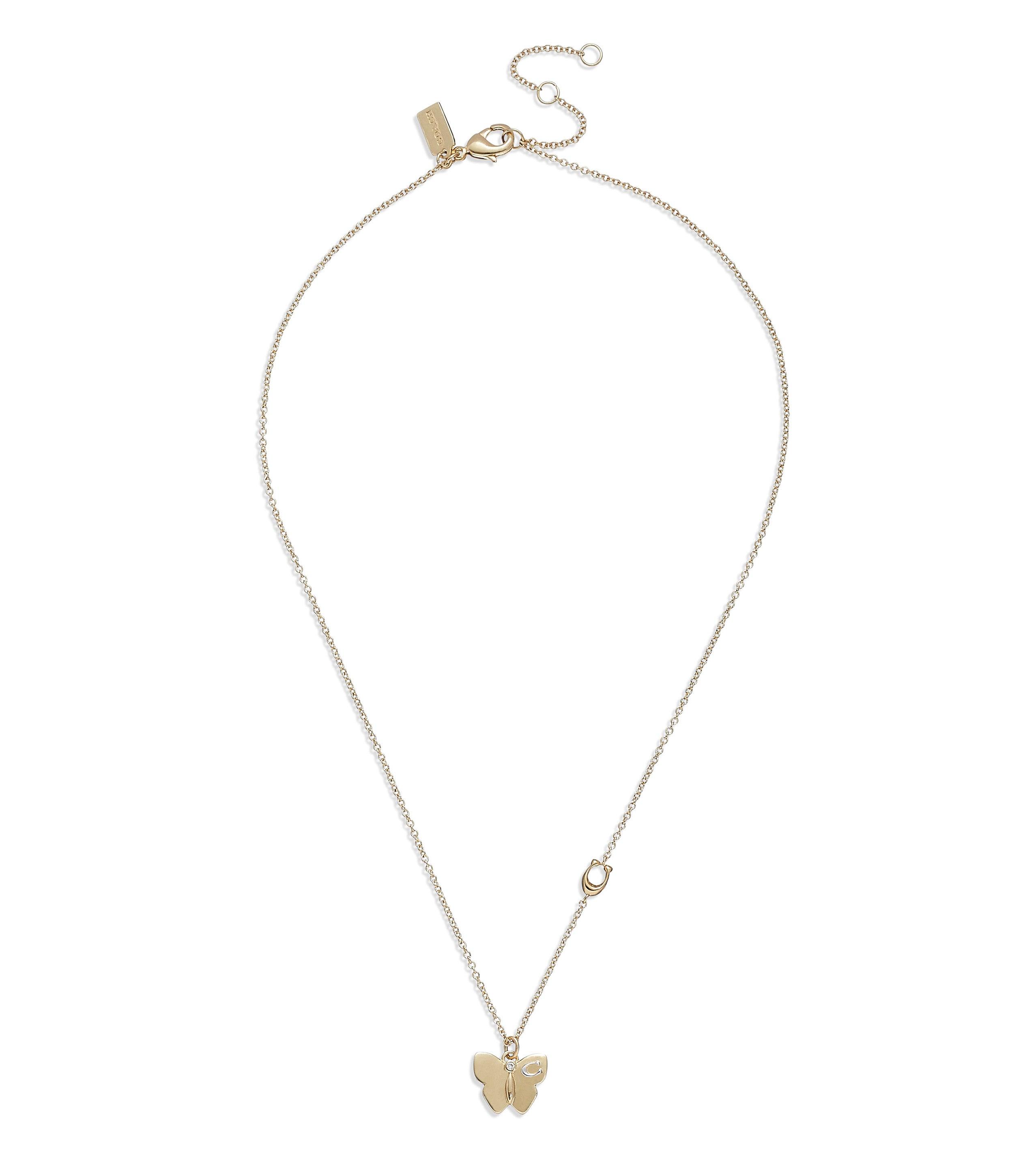 Butterfly Pendant Necklace-425022GLD-Crystal/Rhodium