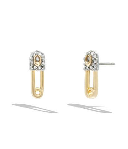 430056two-signature pin stud earrings-twotone