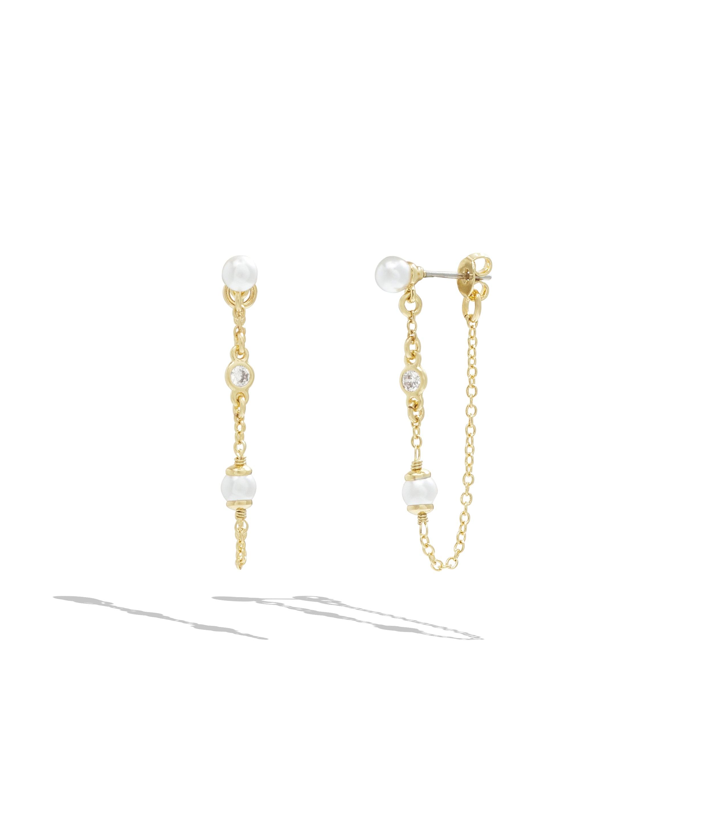 437810gld-pearl swag chain earrings-pearl