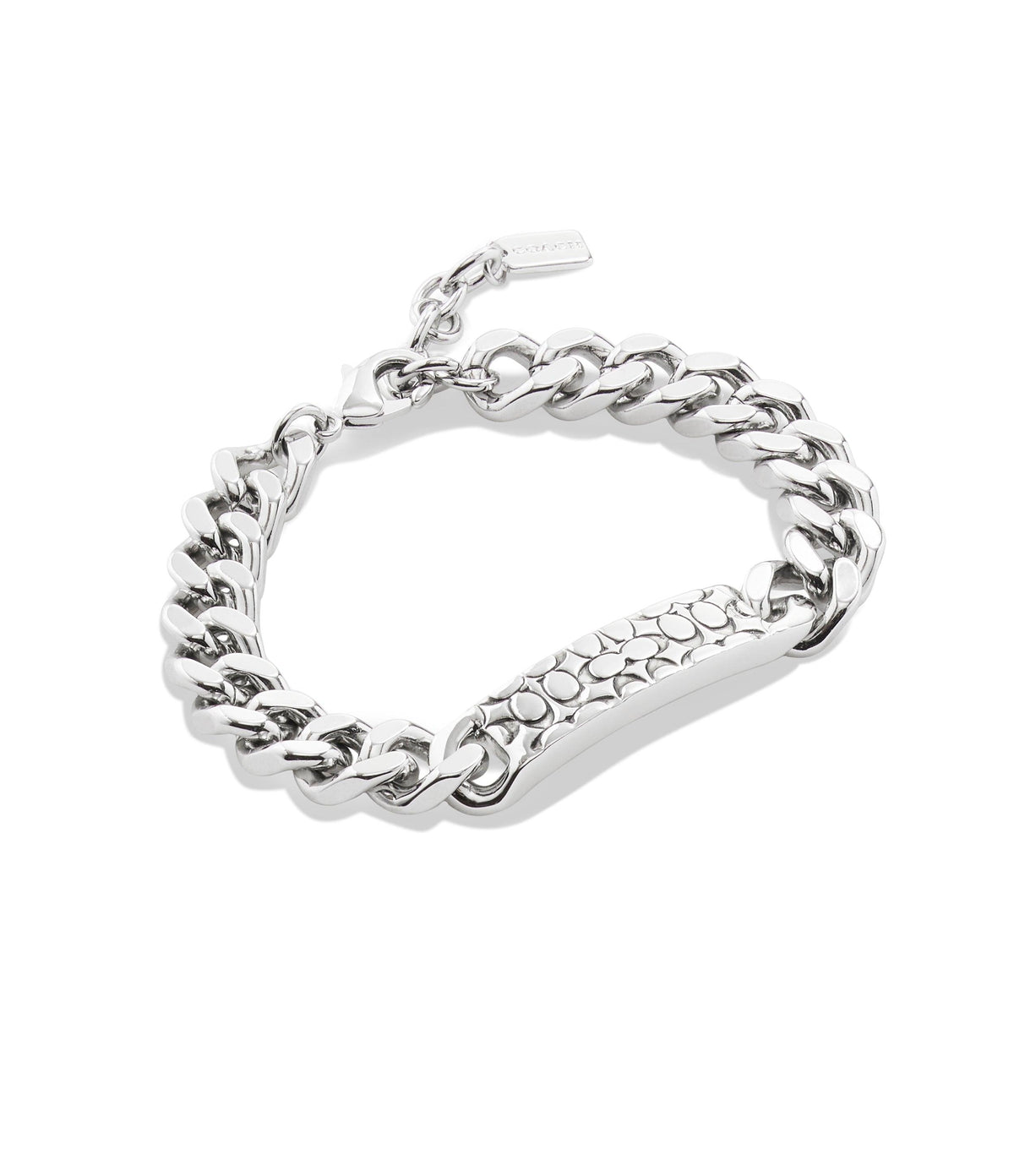 437833rho-quilted signature link bracelet-rhodium