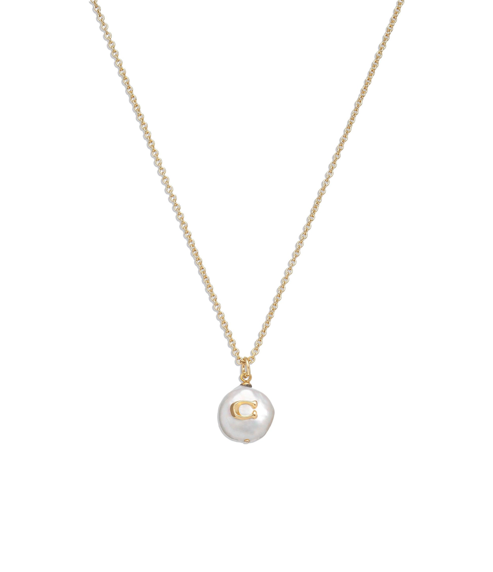 440611gld-signature coin pearl pendant necklace-pearl