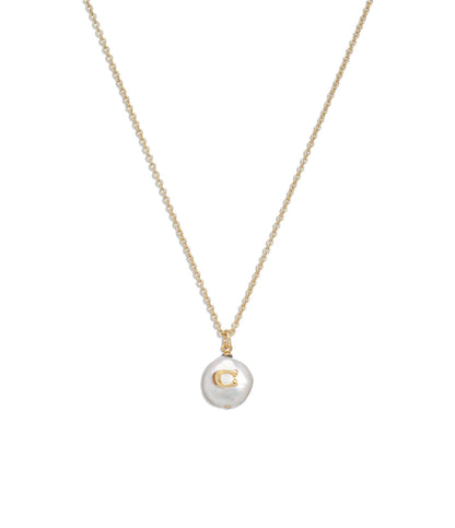 440611gld-signature coin pearl pendant necklace-pearl
