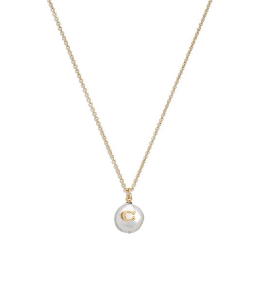440611gld-signature coin pearl pendant necklace-pearl
