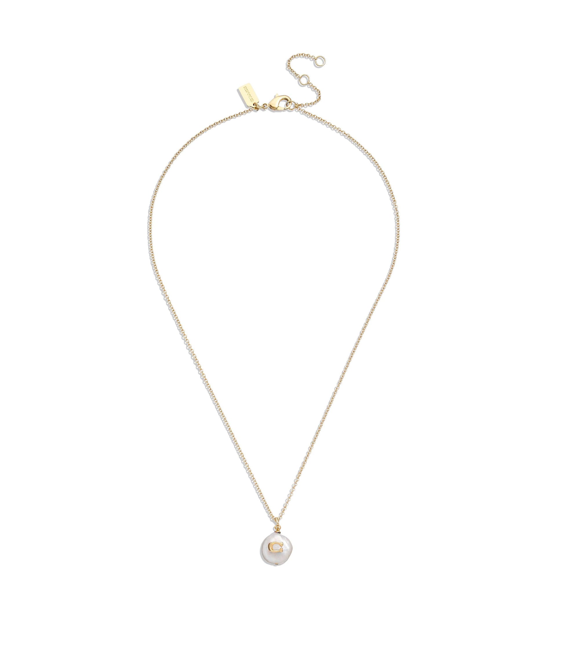 440611gld-signature coin pearl pendant necklace-pearl
