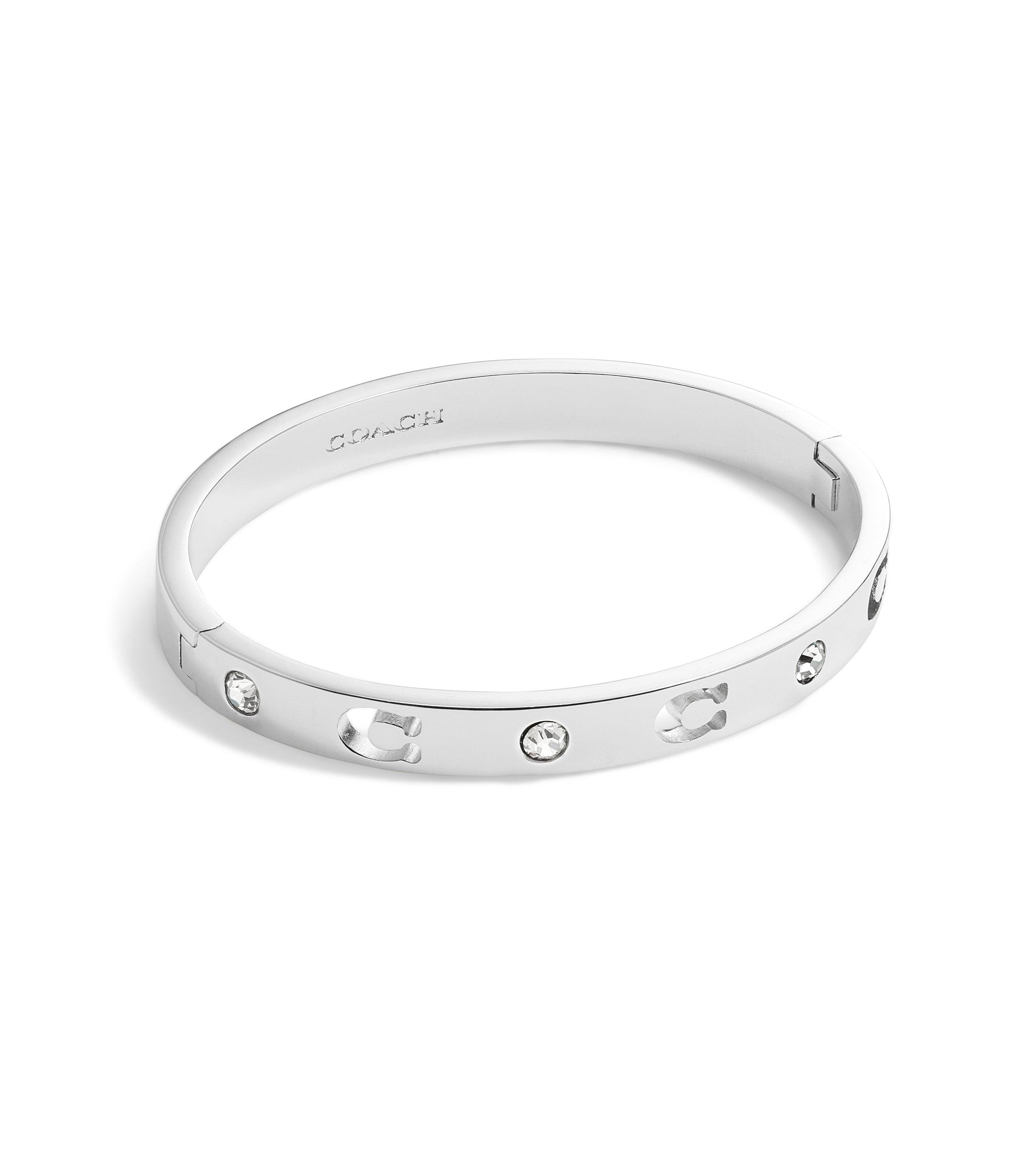 440616rho-signature stone bangle bracelet-rhodium