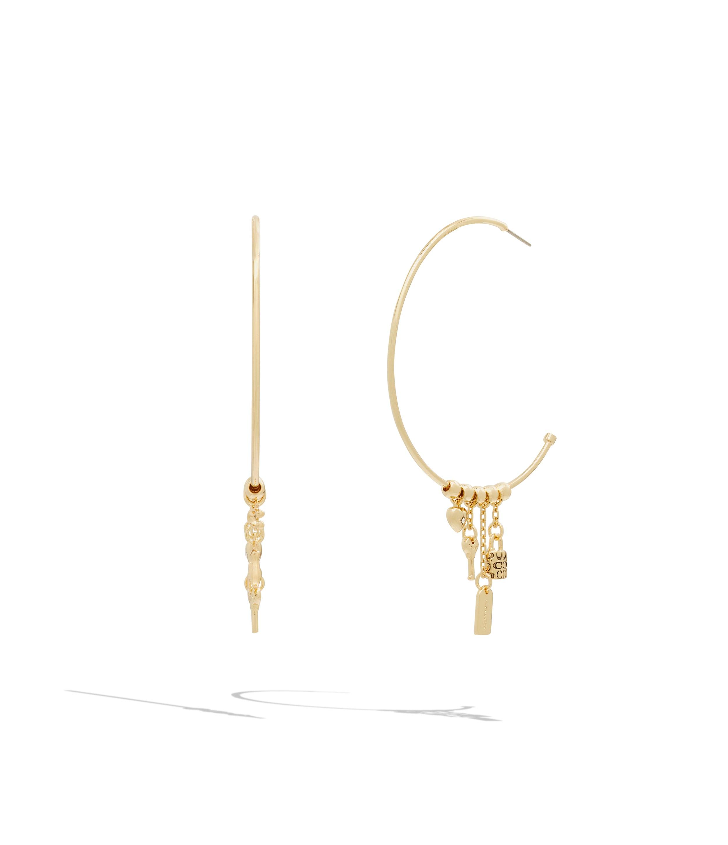 Iconic Charm Hoop Earrings-448319GLD-Shiny Gold