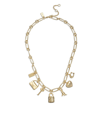 Iconic Charm Bib Necklace-448324GLD-Shiny Gold