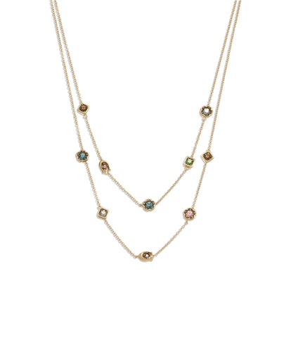 Signature Gem Layered Necklace-448340GLD-Multi/Gold