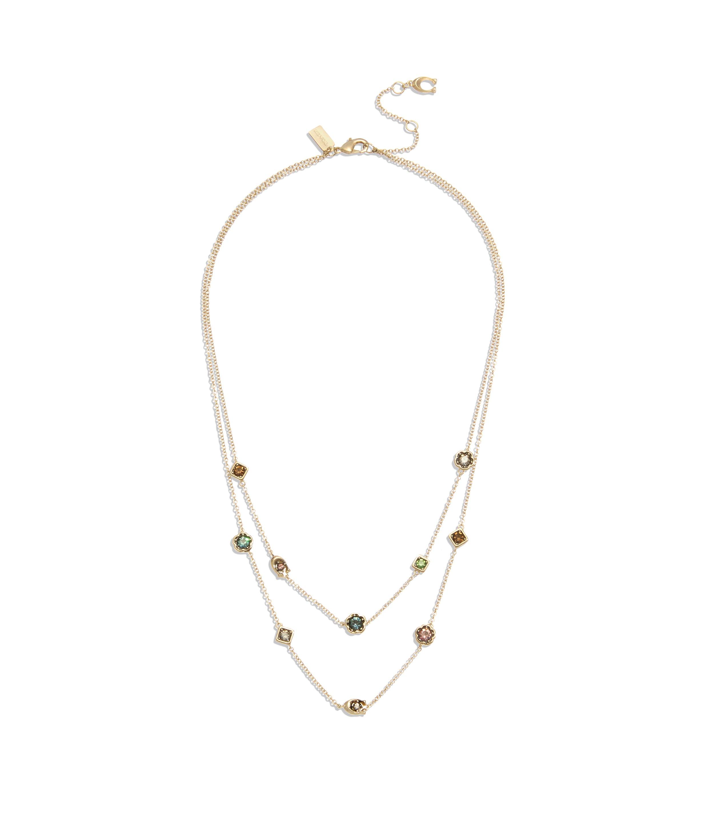 Signature Gem Layered Necklace-448340GLD-Multi/Gold