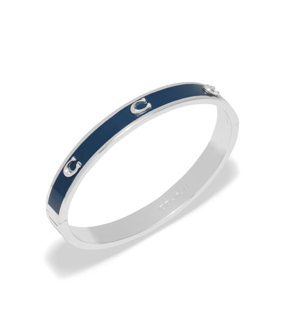 Signature Enamel Bangle Bracelet-448374RHO-Blue/Rhodium