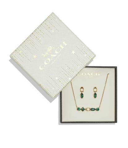 Signature Gem Jewelry Set-450358GLD-Green/Gold