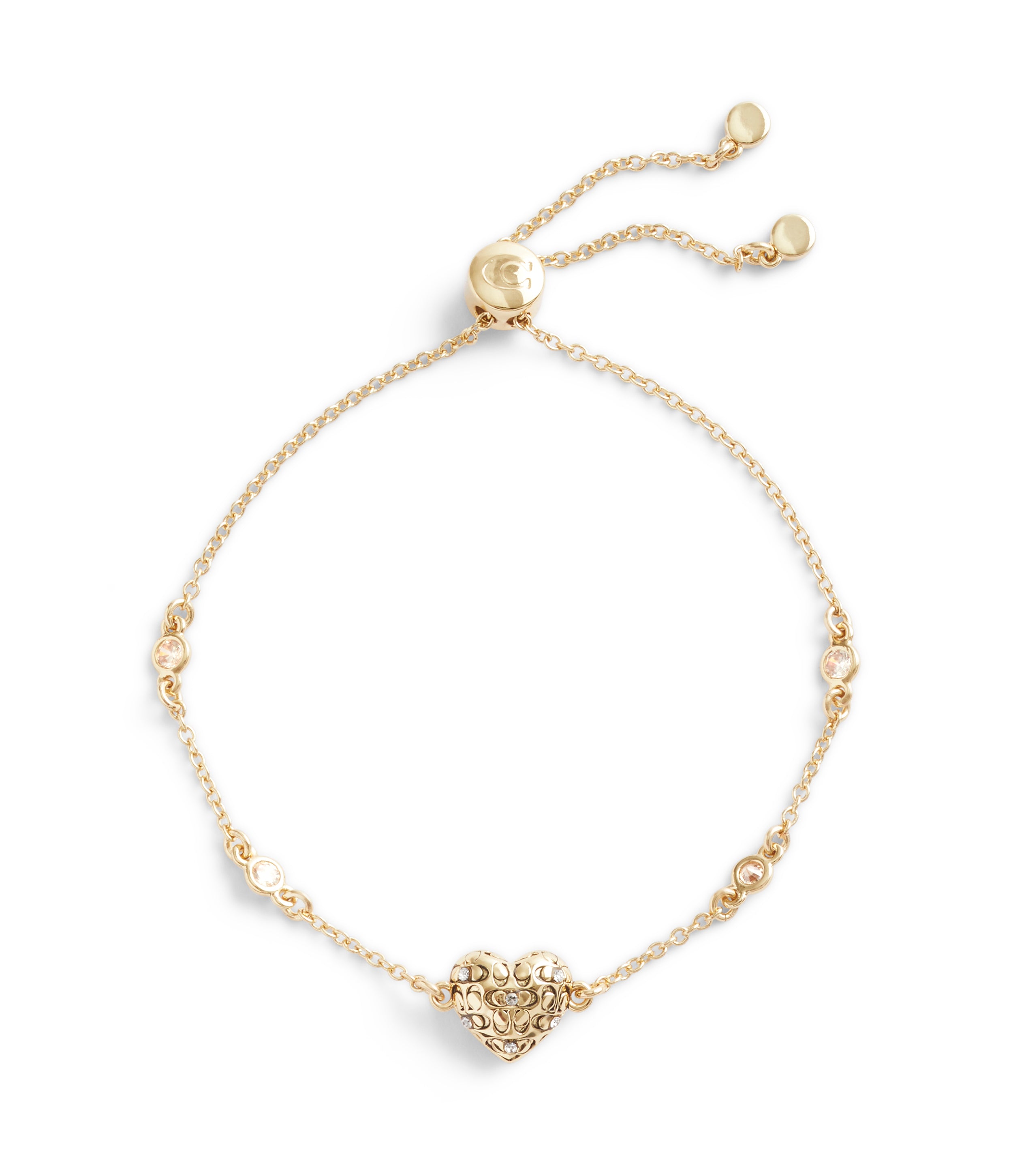 Signature Quilted Heart Slider Bracelet-37460427Gld-Crystal